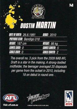 2010 Select AFL Prestige #140 Dustin Martin Back